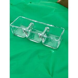 Glass Divided Serving Dish 3 Section Relish Tray Clear Appetizer Candy Tray